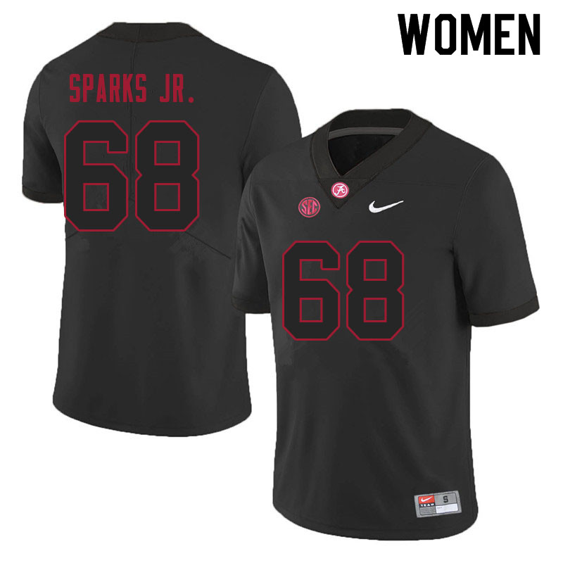 Women #68 Alajujuan Sparks Jr. Alabama Crimson Tide College Football Jerseys Sale-Black